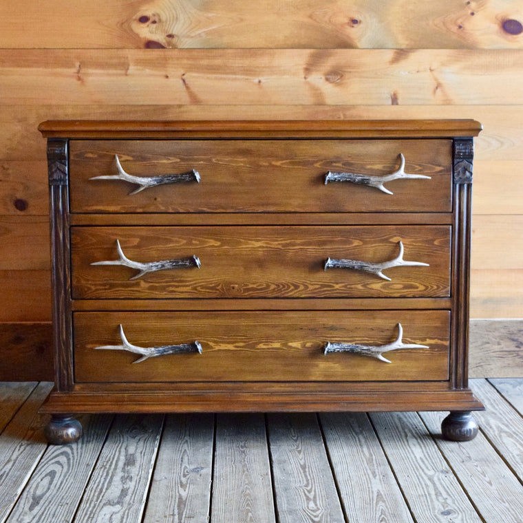 Recycled Pine Dresser with Antler Resin Handles