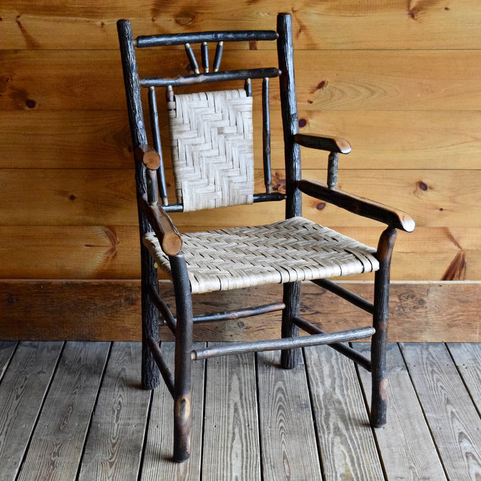 Hickory 3-Finger Detail Arm Chair with Woven Paper Splint Seat and Seatback
