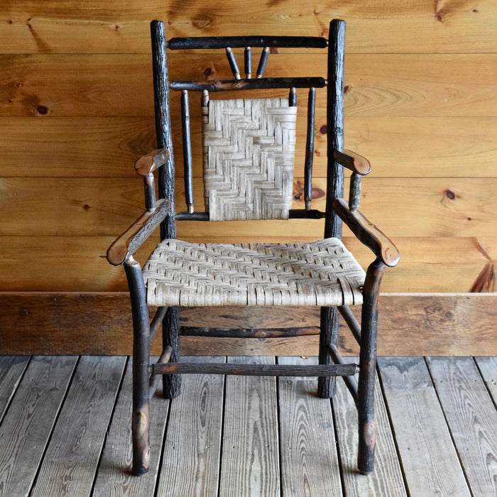Hickory 3-Finger Detail Arm Chair with Woven Paper Splint Seat and Seatback