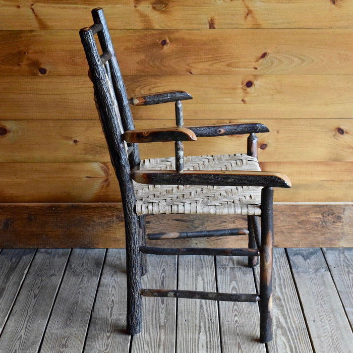 Hickory 3-Finger Detail Arm Chair with Woven Paper Splint Seat and Seatback