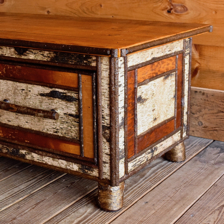 Handmade Trunk or Coffee Table with Antique Barnwood Top and Twin Drawers