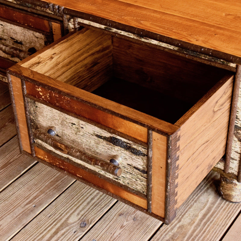 Handmade Trunk or Coffee Table with Antique Barnwood Top and Twin Drawers