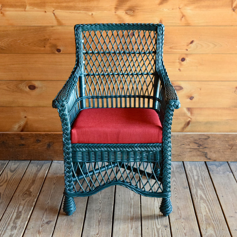 Rustic Green Wicker Dining Chairs and Table