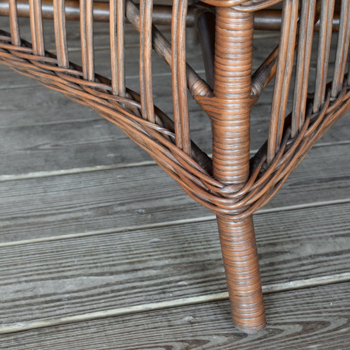 Rustic Natural Wicker Arm Chair with Red Cushion