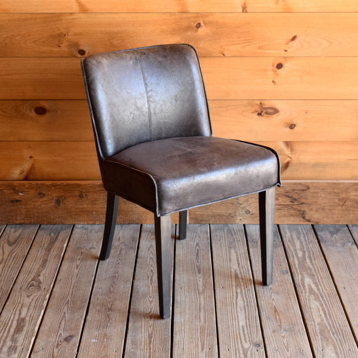Dark Brown Knife-Edge Leather Dining Chair