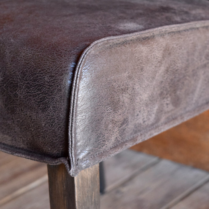 Dark Brown Knife-Edge Leather Dining Chair