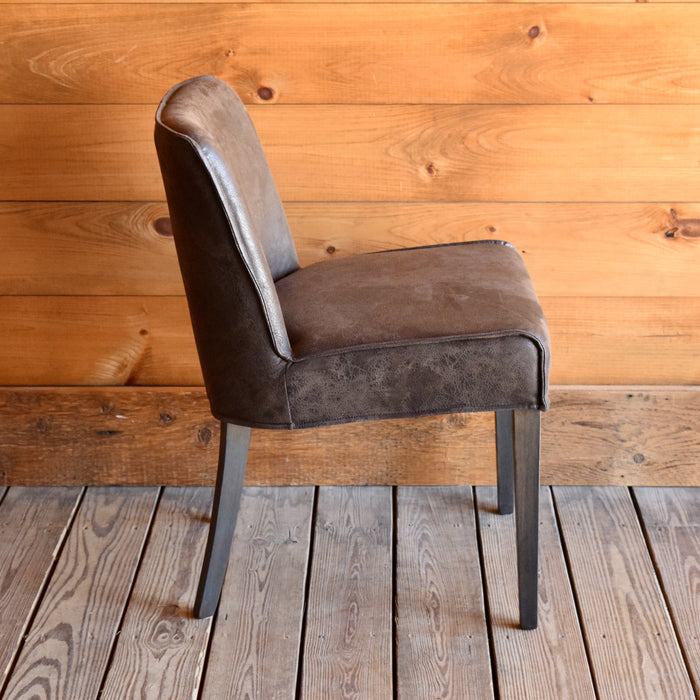 Dark Brown Knife-Edge Leather Dining Chair