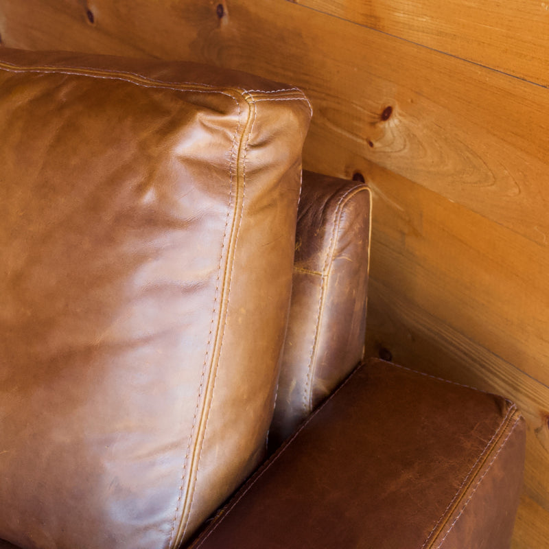 Oversized Bourbon Leather Track Arm Chair 