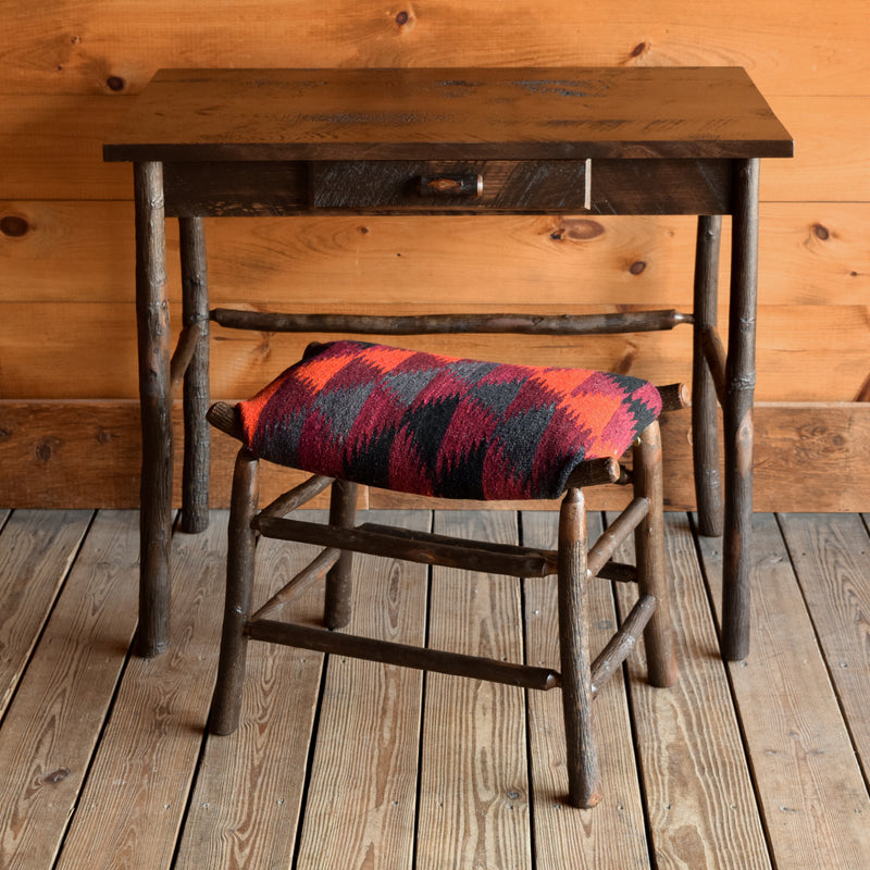 Rough-Sawn Dark Pine Writing Desk with Drawer