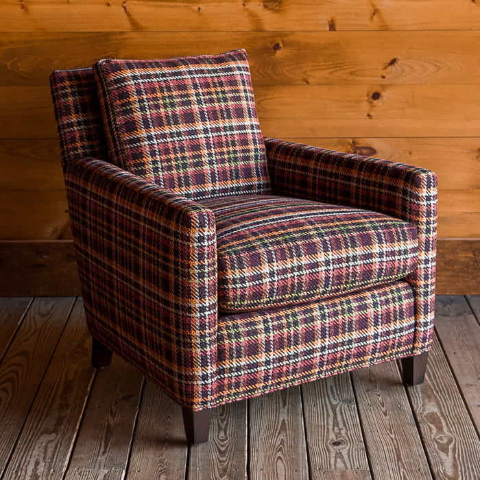 Rustic Rich Plaid Arm Chair with Hardwood Frame