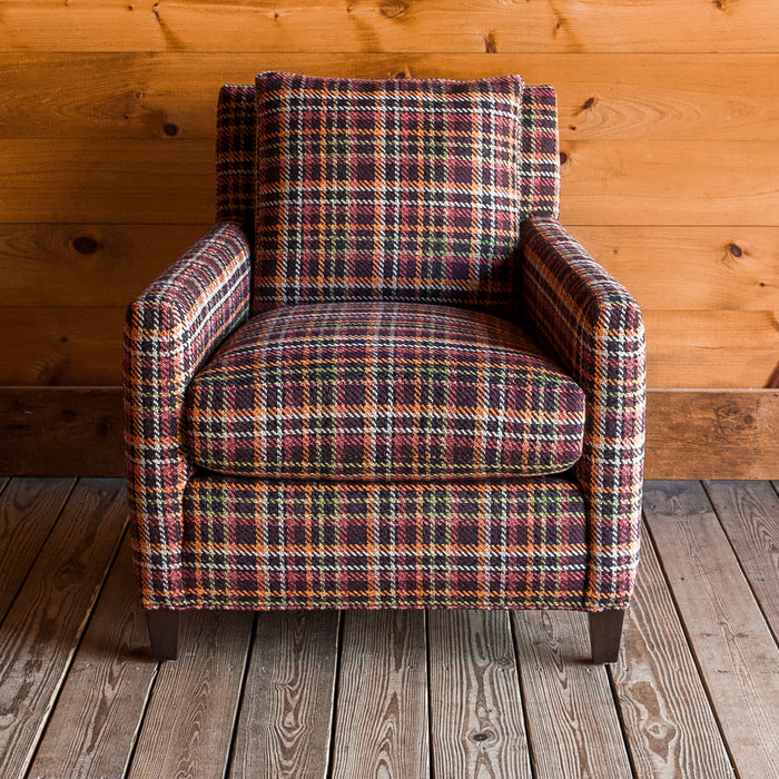 Rustic Rich Plaid Arm Chair with Hardwood Frame