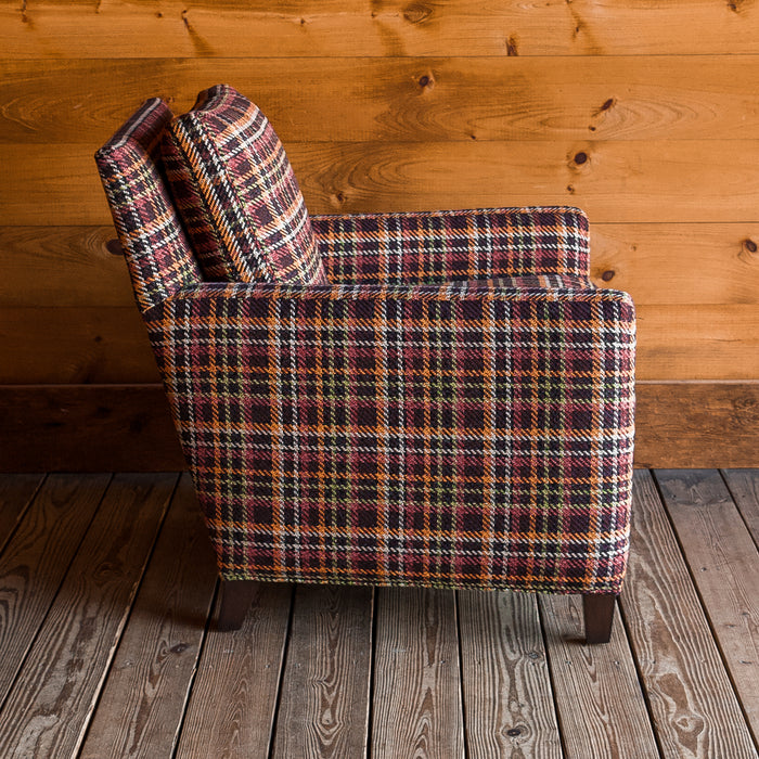 Rustic Rich Plaid Arm Chair with Hardwood Frame