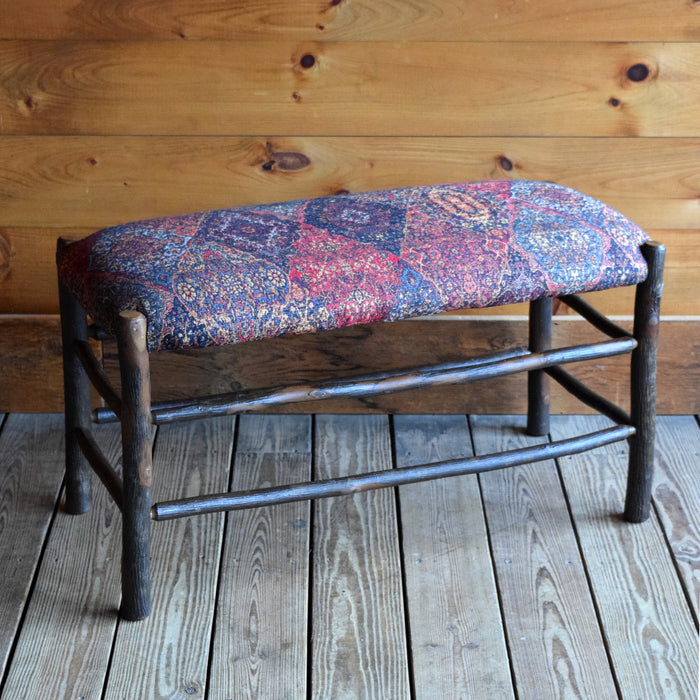 Steam-Bent Hickory Bench with Rug Inspired Tapestry Fabric
