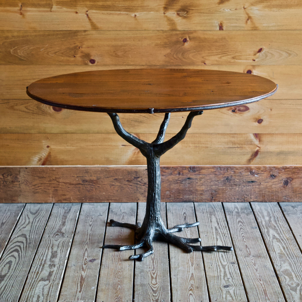 Iron Root Base Dining Table with Barnwood Top