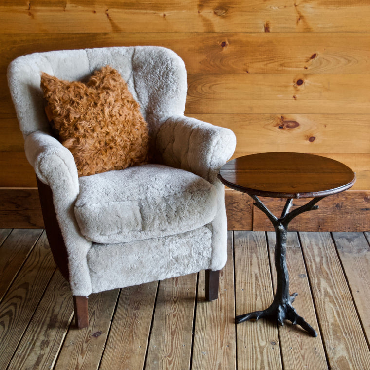 Iron Root Base Side Table with Barnwood Top