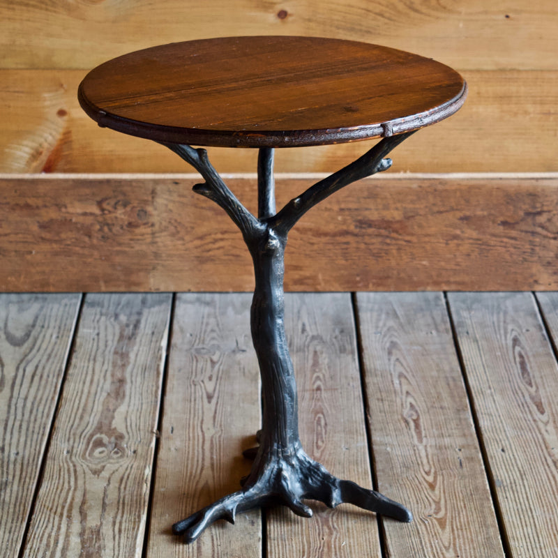 Iron Root Base Side Table with Barnwood Top