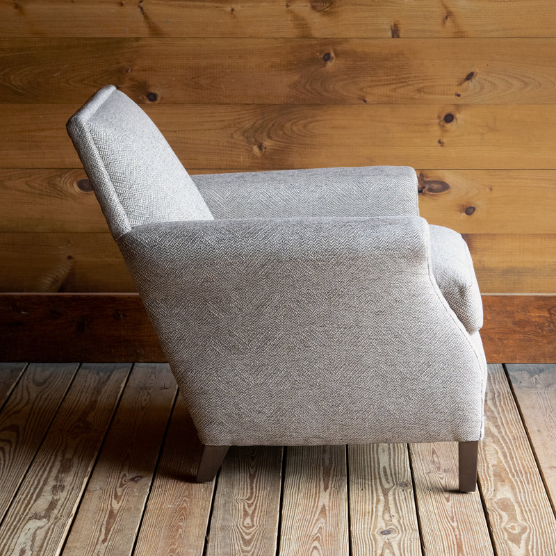 Rustic Arm Chair with Angled Tight Back and Tack Trim