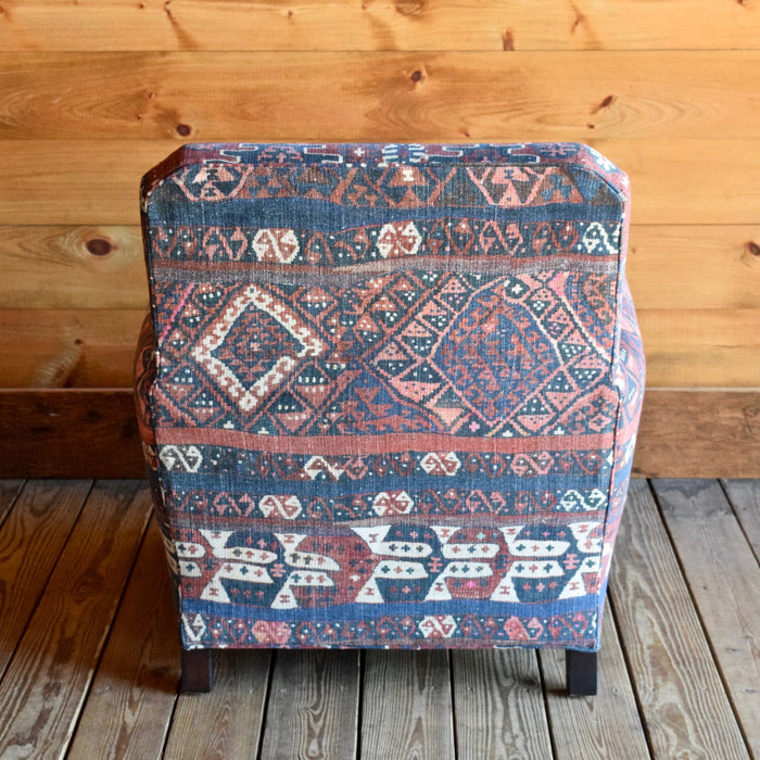 Lakeside Arm Lounge Chair in Kravet Fez Kilim Tribal Fabric with Antique Nailhead Trim 
