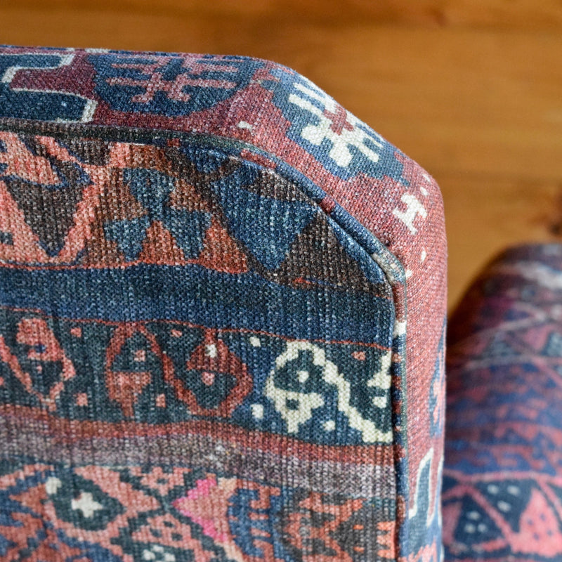 Lakeside Arm Lounge Chair in Kravet Fez Kilim Tribal Fabric with Antique Nailhead Trim 