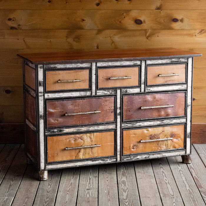 Premium Pine, White Birch, Yellow Birch, and Willow Dresser with Seven Drawers