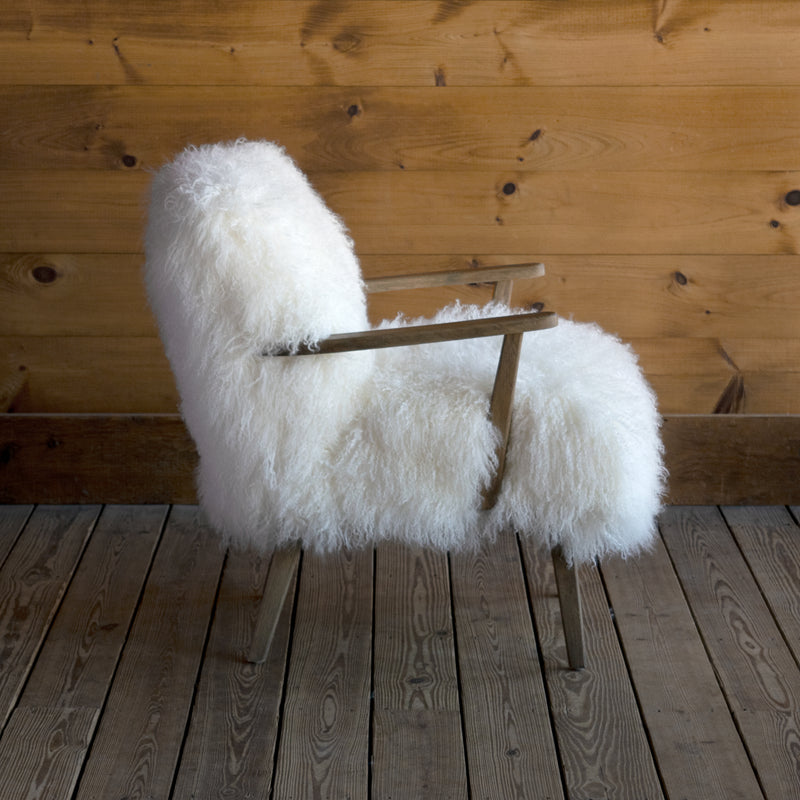 at Home Mongolian Faux Fur White Chair Pad