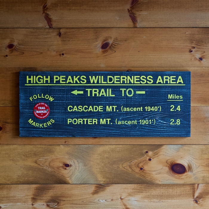 Hand Painted New York State Conservation Department Trail to Cascade and Porter Mountain with Trail Marker