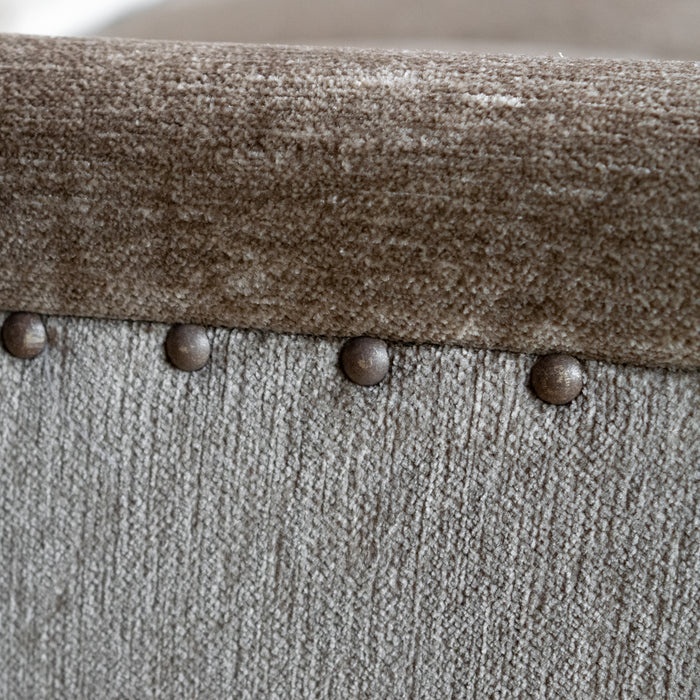 81" Track Arm Sofa Upholstered in Heavy Duty Gray Fabric with Nailhead Trim and Welt