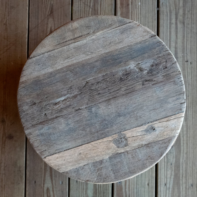 Reclaimed Wood Stool on Casters/Wheels