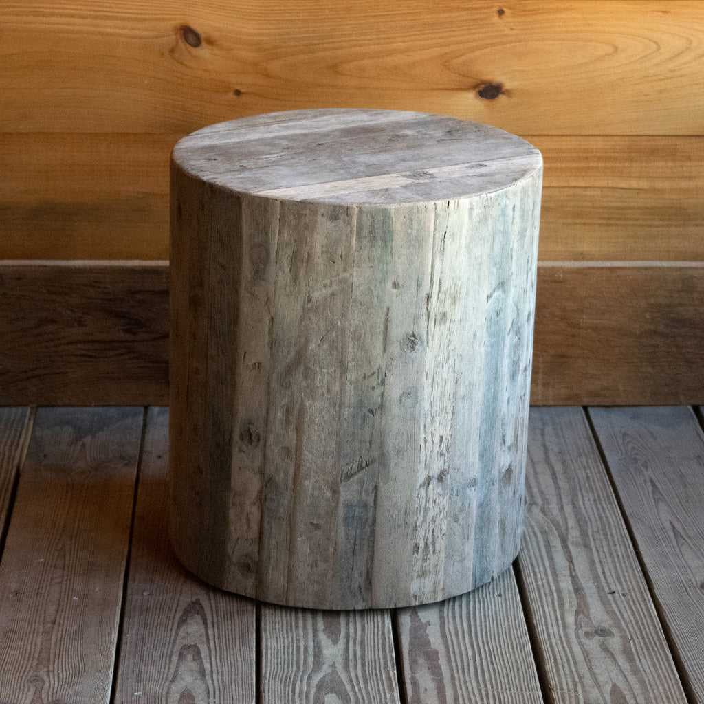 Reclaimed Wood Stool on Casters/Wheels