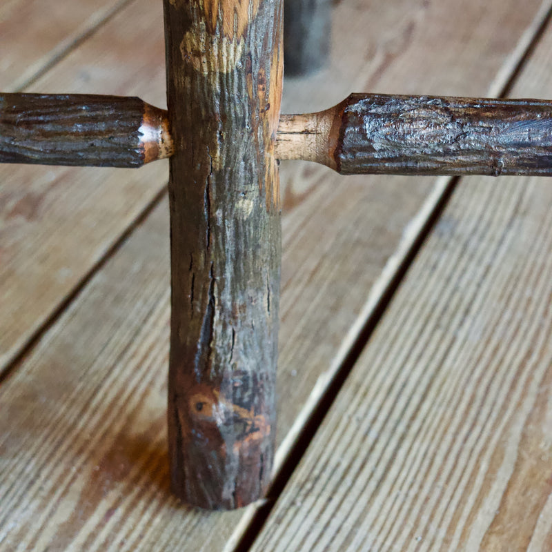 Rustic Hickory Bench with Eco-Friendly Woven Paper Splint Seat