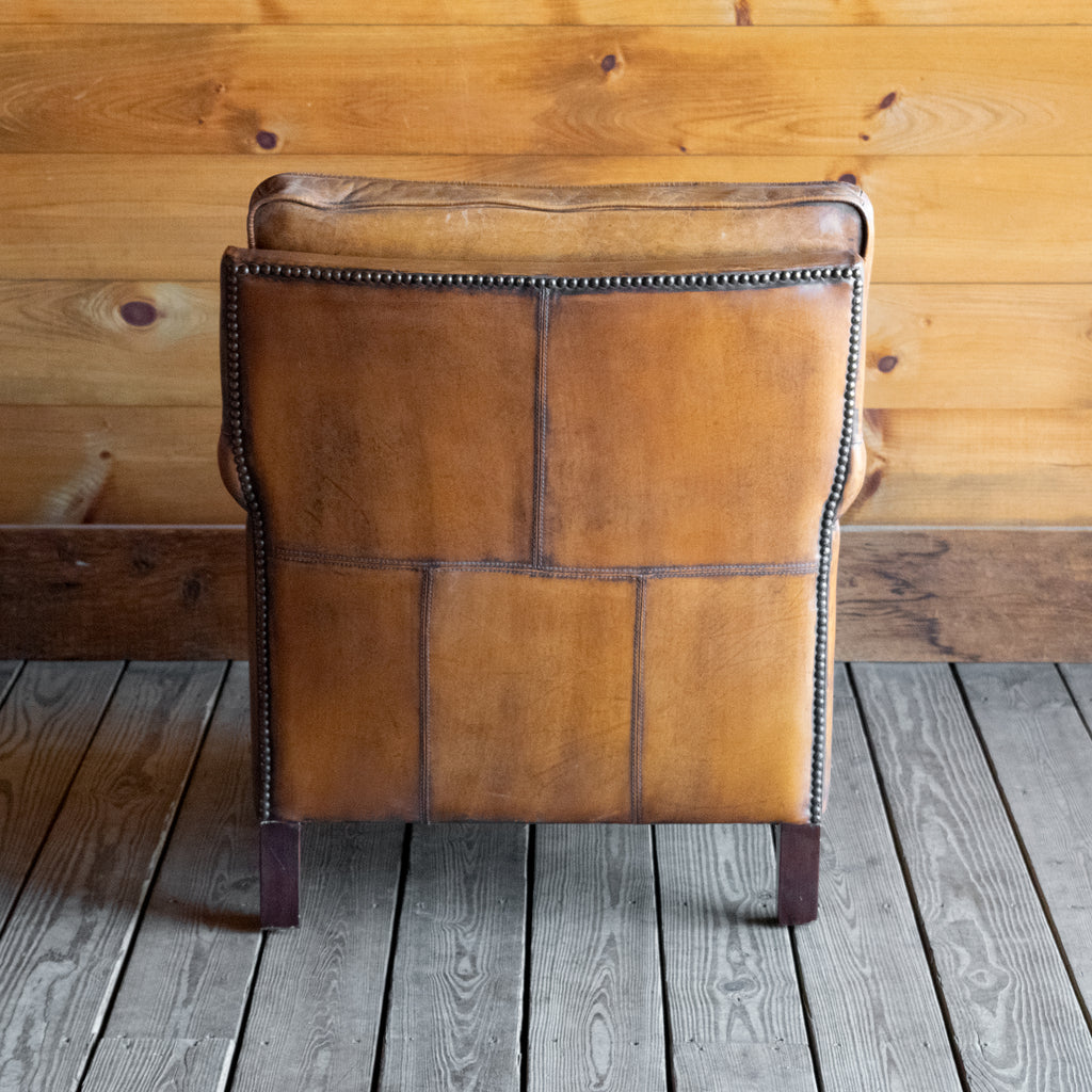 Rowan Leather Arm Chair Comfortable Rustic Buffalo Leather Arm Chair with Nailhead Trim