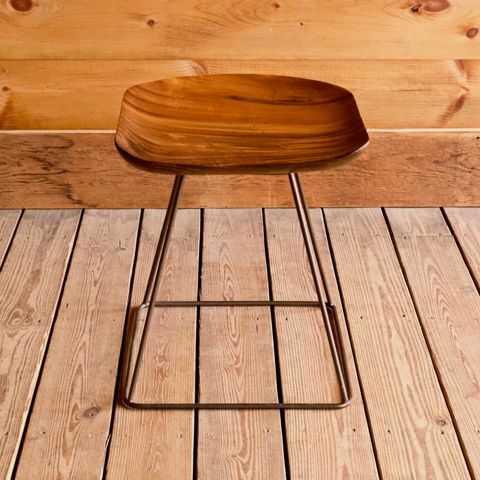 Wood and Iron Saddle Seat Stool