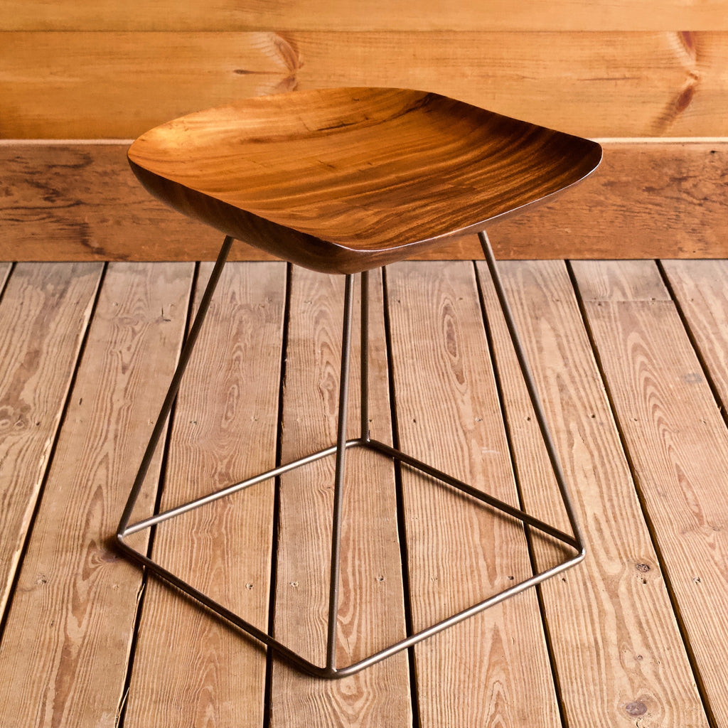 Wood and Iron Saddle Seat Stool