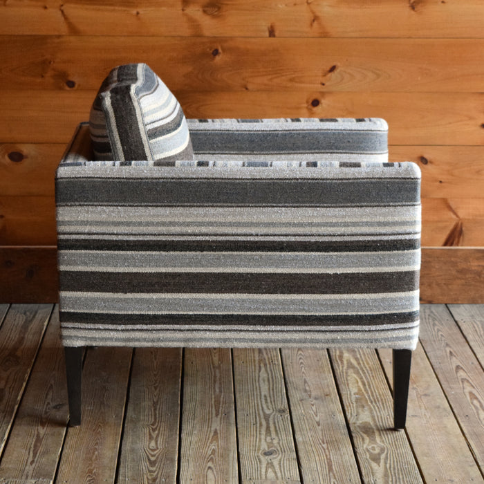 Square Silhouette Club Chair in Horse Blanket Stripe Fabric