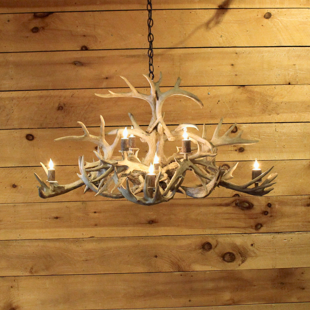 Rustic white antler chandelier oval