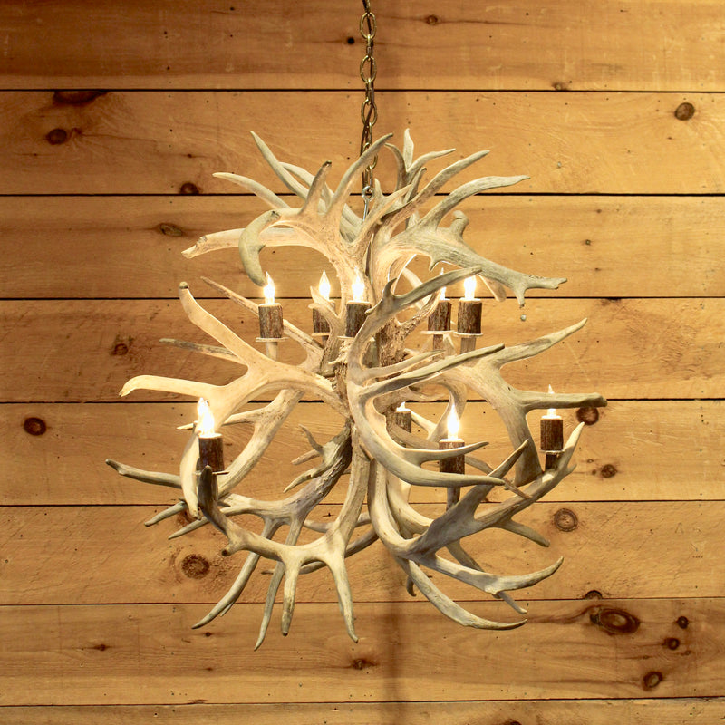 Rustic non typical whitetail antler globe chandelier 