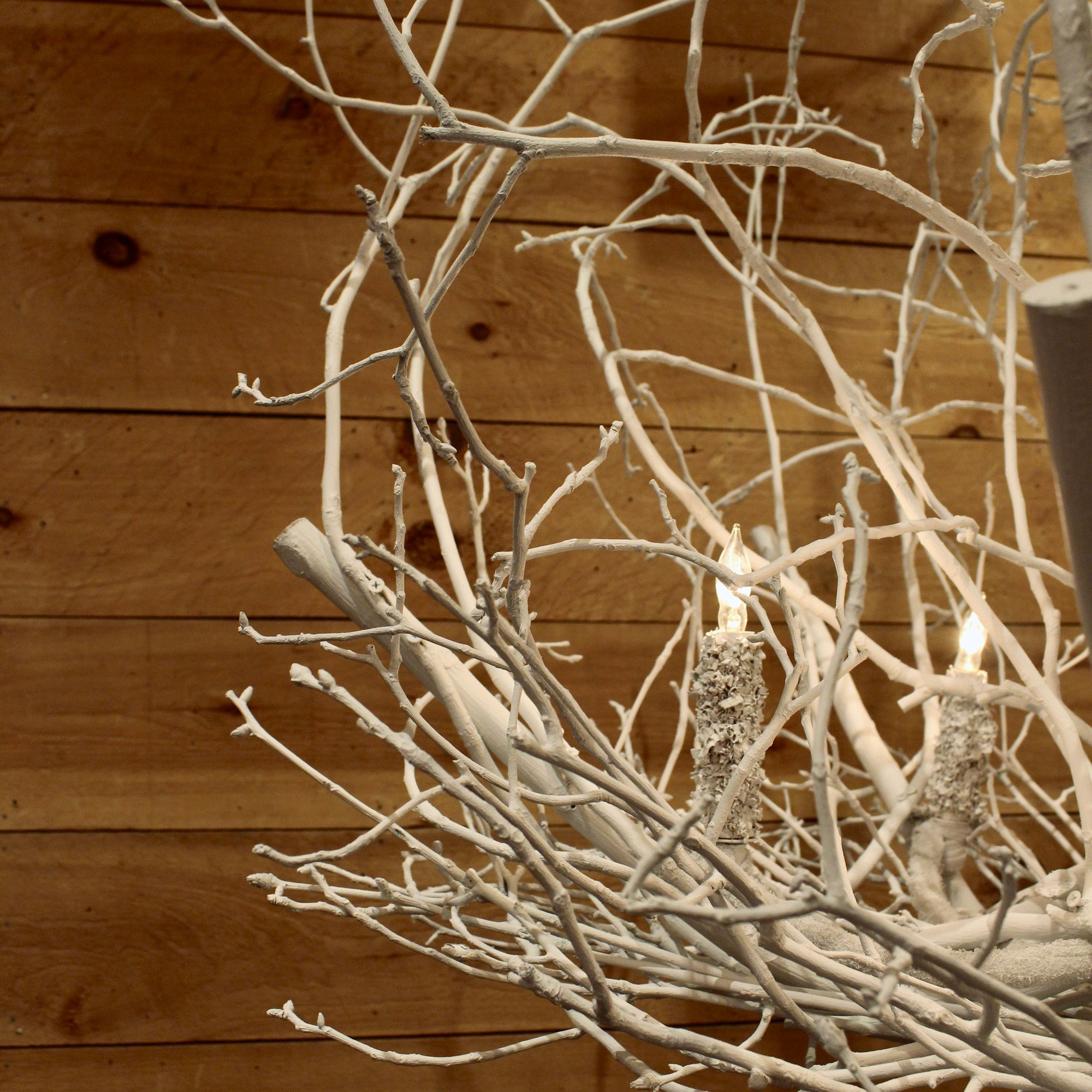 Twig Chandelier - Natural Branches with Hand Dipped Candle Bulbs