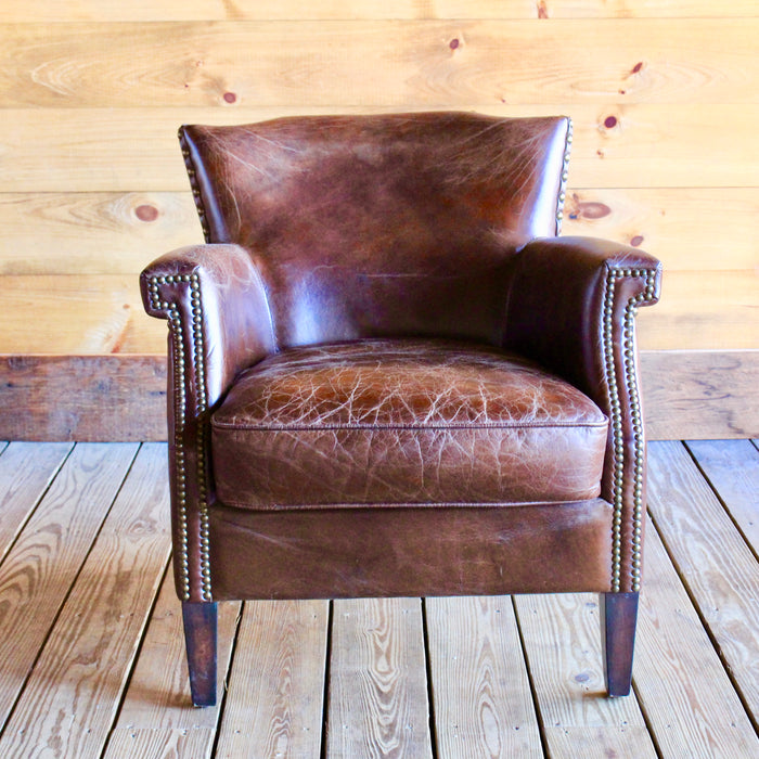 Leather Empire Chair with Nailhead Trim 