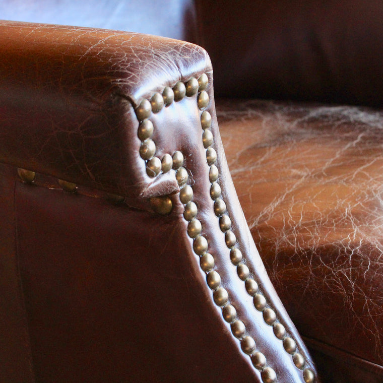 Leather Empire Chair with Nailhead Trim 