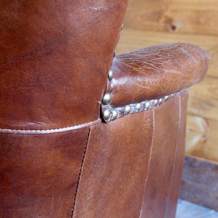 Leather Empire Chair with Nailhead Trim 
