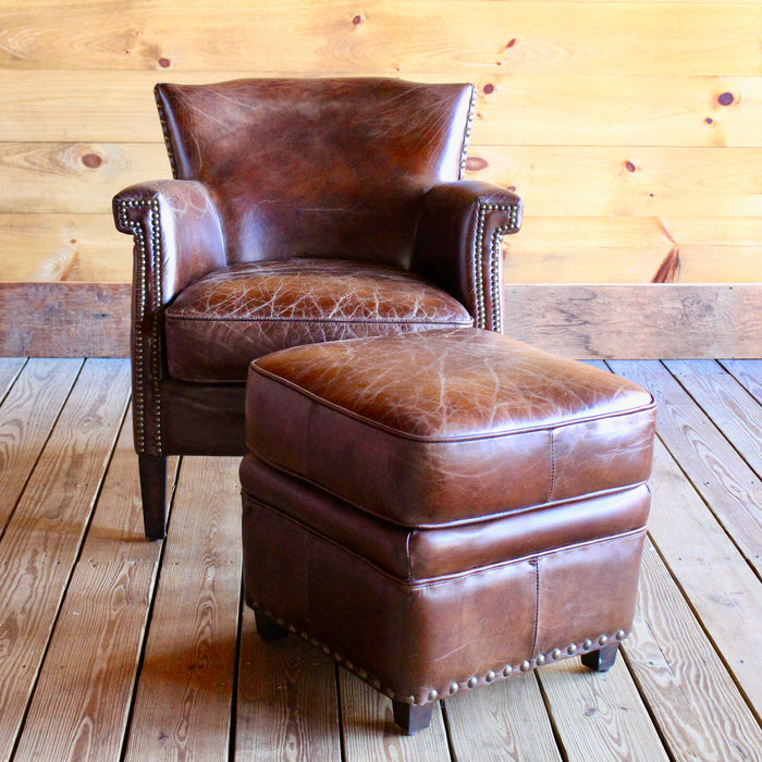Leather Empire Chair with Nailhead Trim 