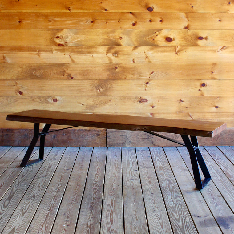 Live Edge Bench with Walnut Finish