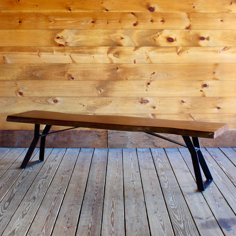 Rustic Walnut live edge bench