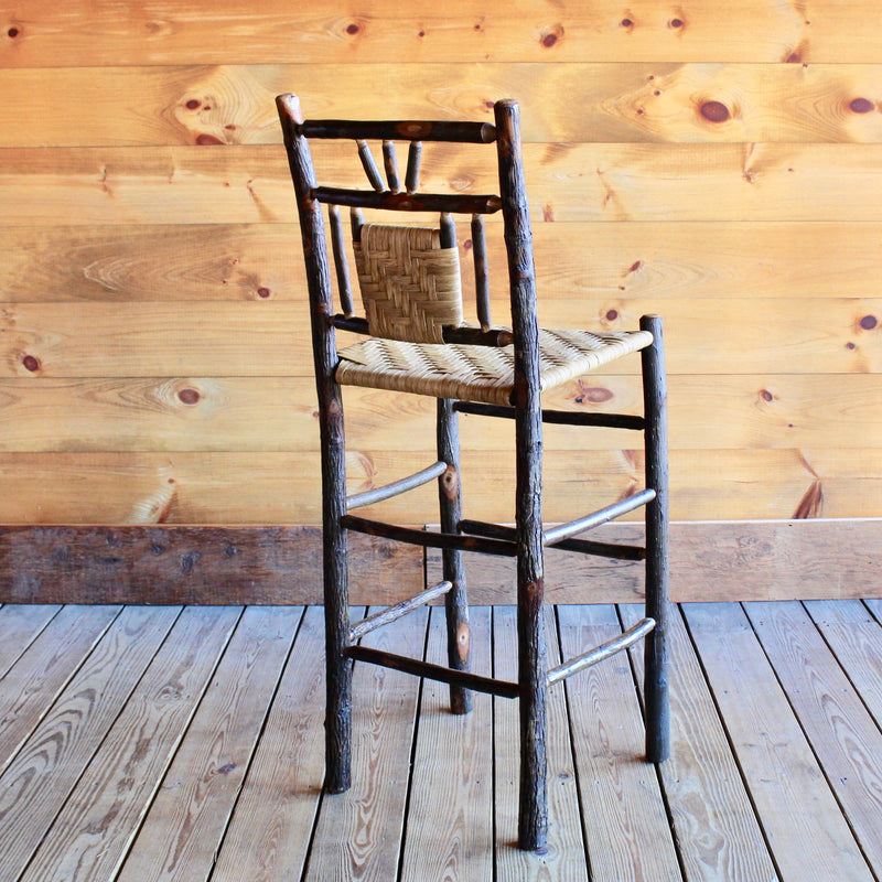 Adirondack rustic hickory bar stool with splint seat