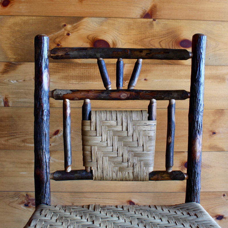 Adirondack rustic hickory bar stool with splint seat