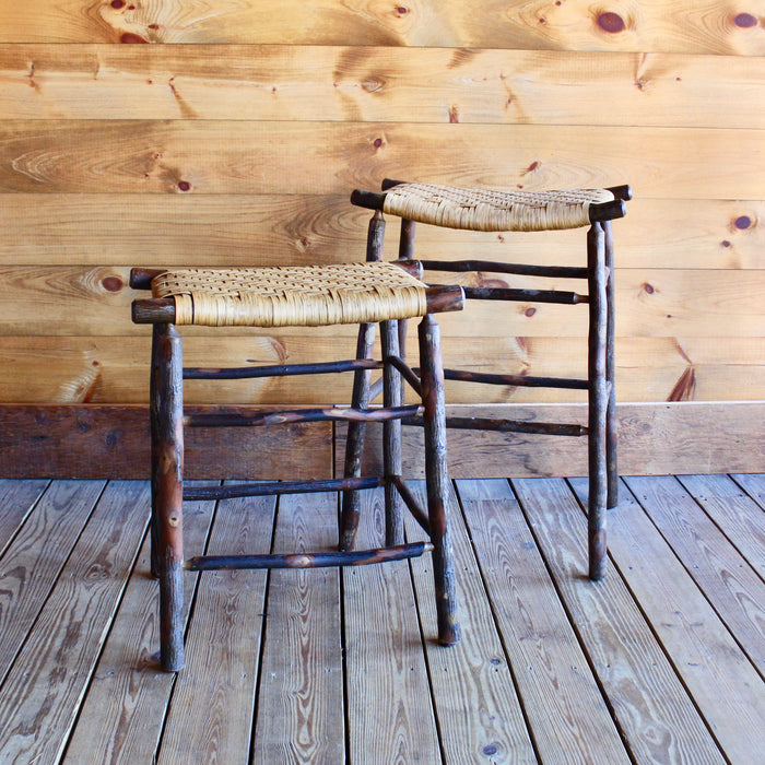 Rustic Adirondack Bar Stool in Hickory and Splint 