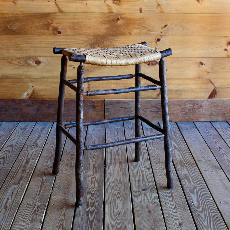 Rustic Adirondack Bar Stool in Hickory and Splint 