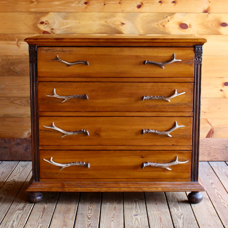 Pine Dresser with Cast Metal Antler Handles