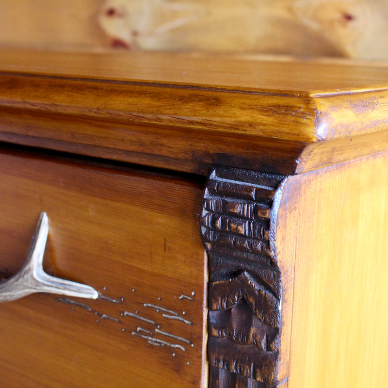 Pine Dresser with Cast Metal Antler Handles