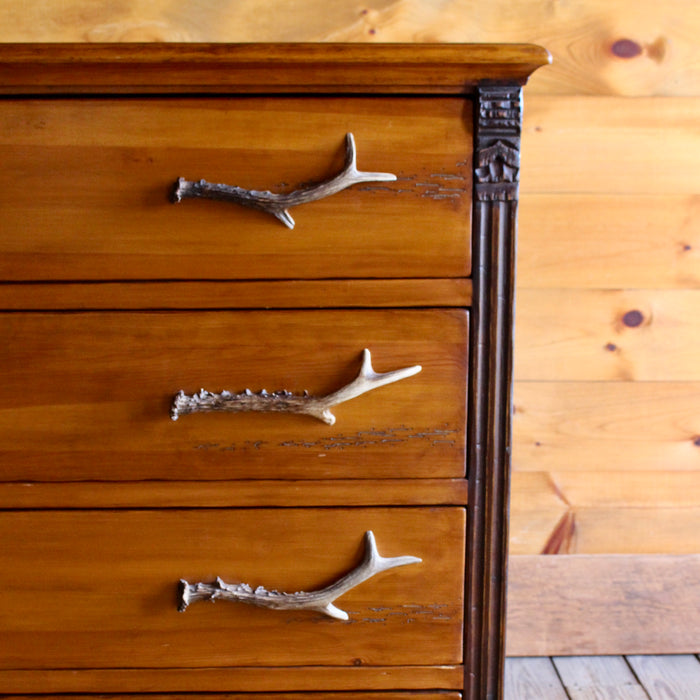 Pine Dresser with Cast Metal Antler Handles